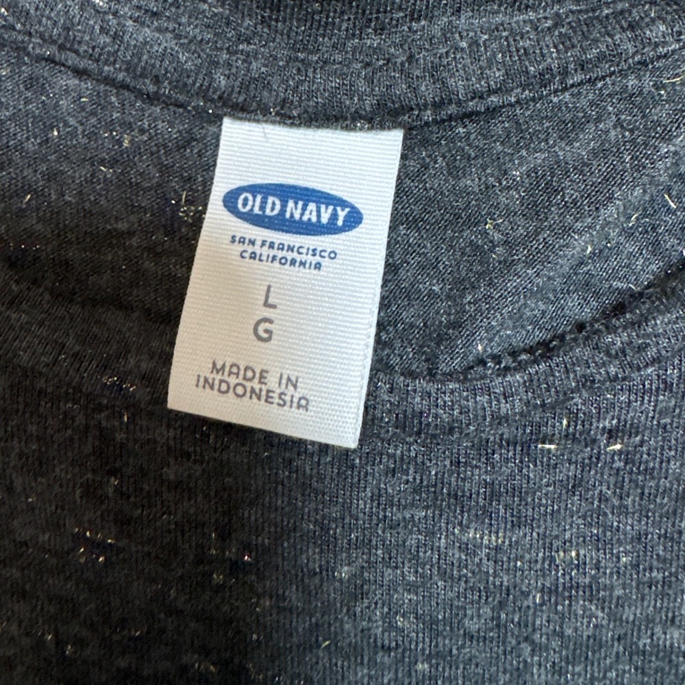 Old Navy Womens Charcoal Gray Gold Metallic Flecked Tank Top Large Scoop Neck - Picture 5 of 7